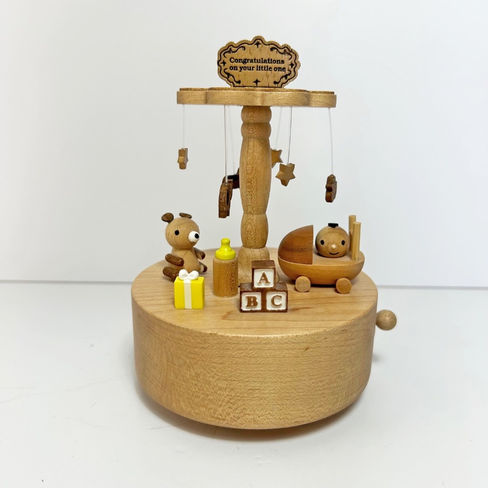 Wonderful Life Wooden Music Box Carousel Baby Gift